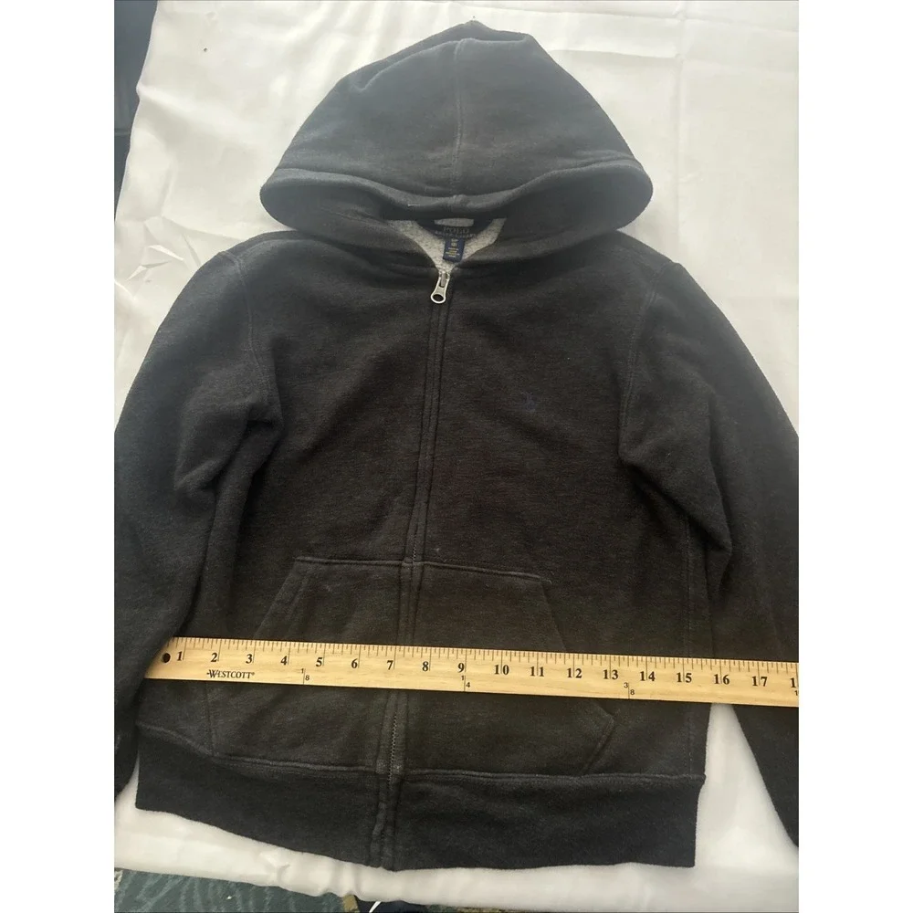 Boys Ralph Lauren Polo Zip Up Hoodie Size 8 Dark Heather Grey